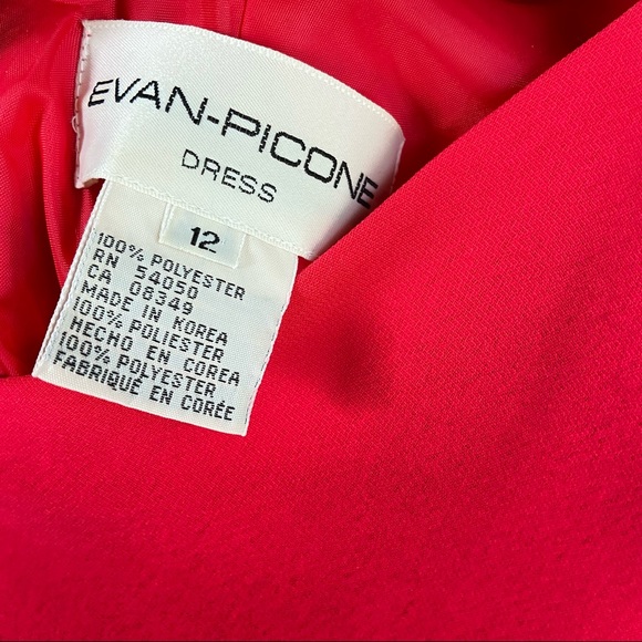 Evan Picone | Asymmetrical Pink Cocktail Dress | Radical Pink | Size 12 - Picture 5 of 6